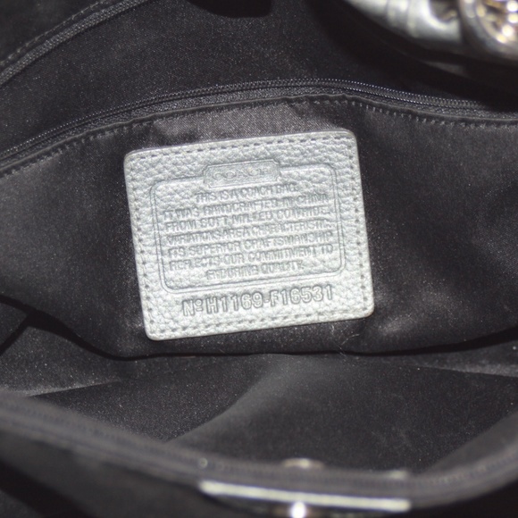 COACH PENELOPE CARRYALL F16531 SILVER PEBBLED LEAT - Picture 6 of 7